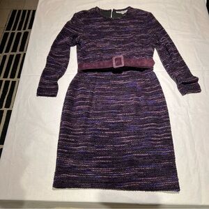 Chetta B Purple Knit Dress with Belt